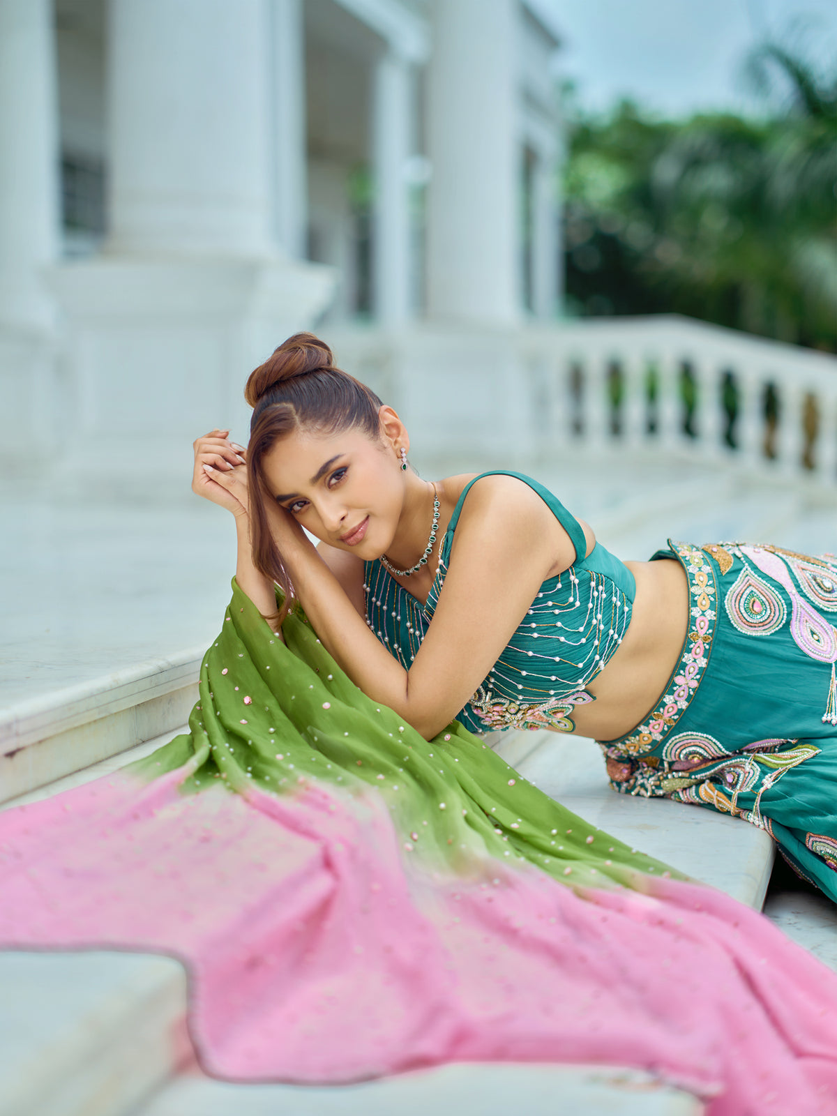 Emerald peacock Lehenga set