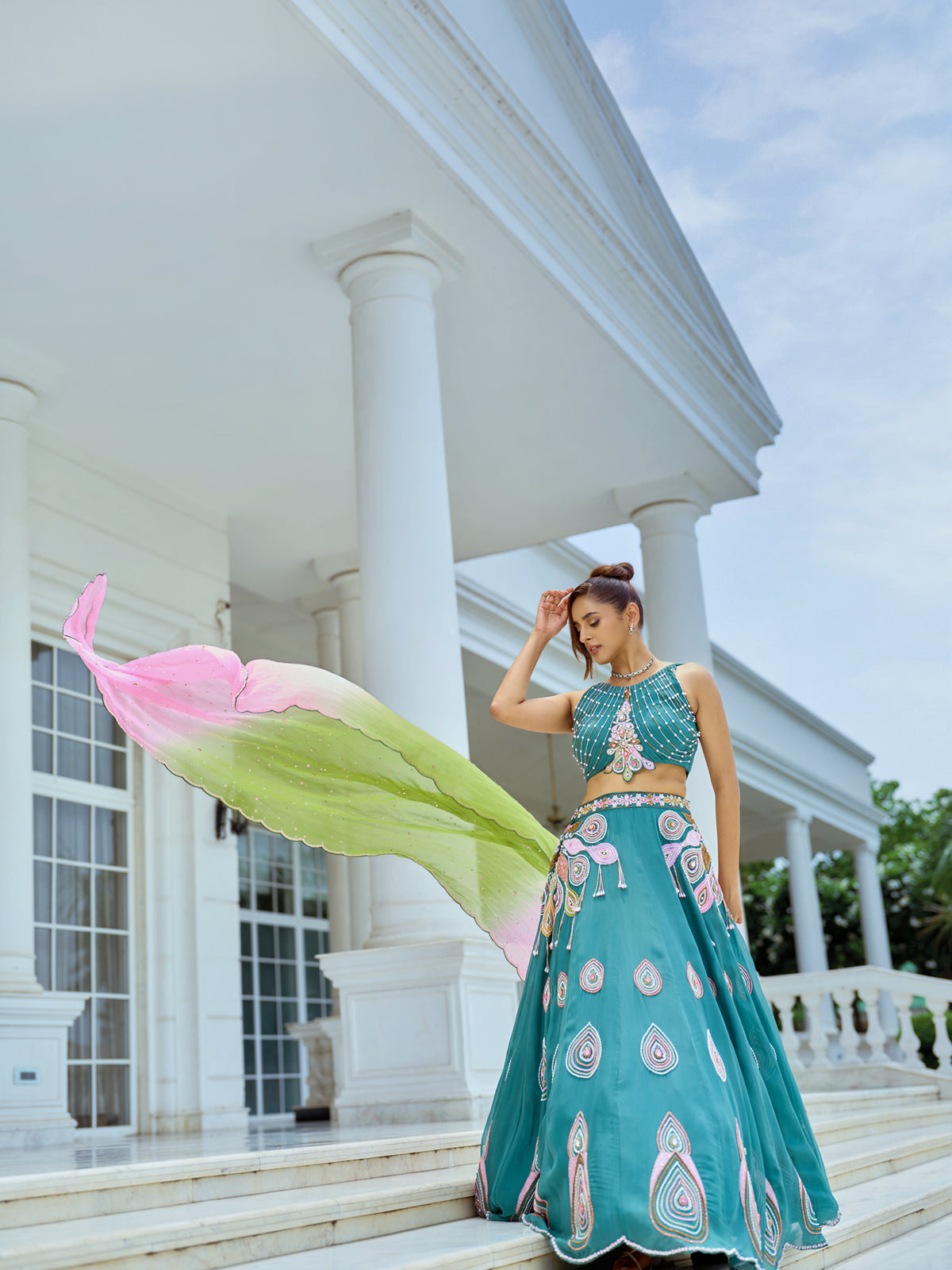 Emerald peacock Lehenga set