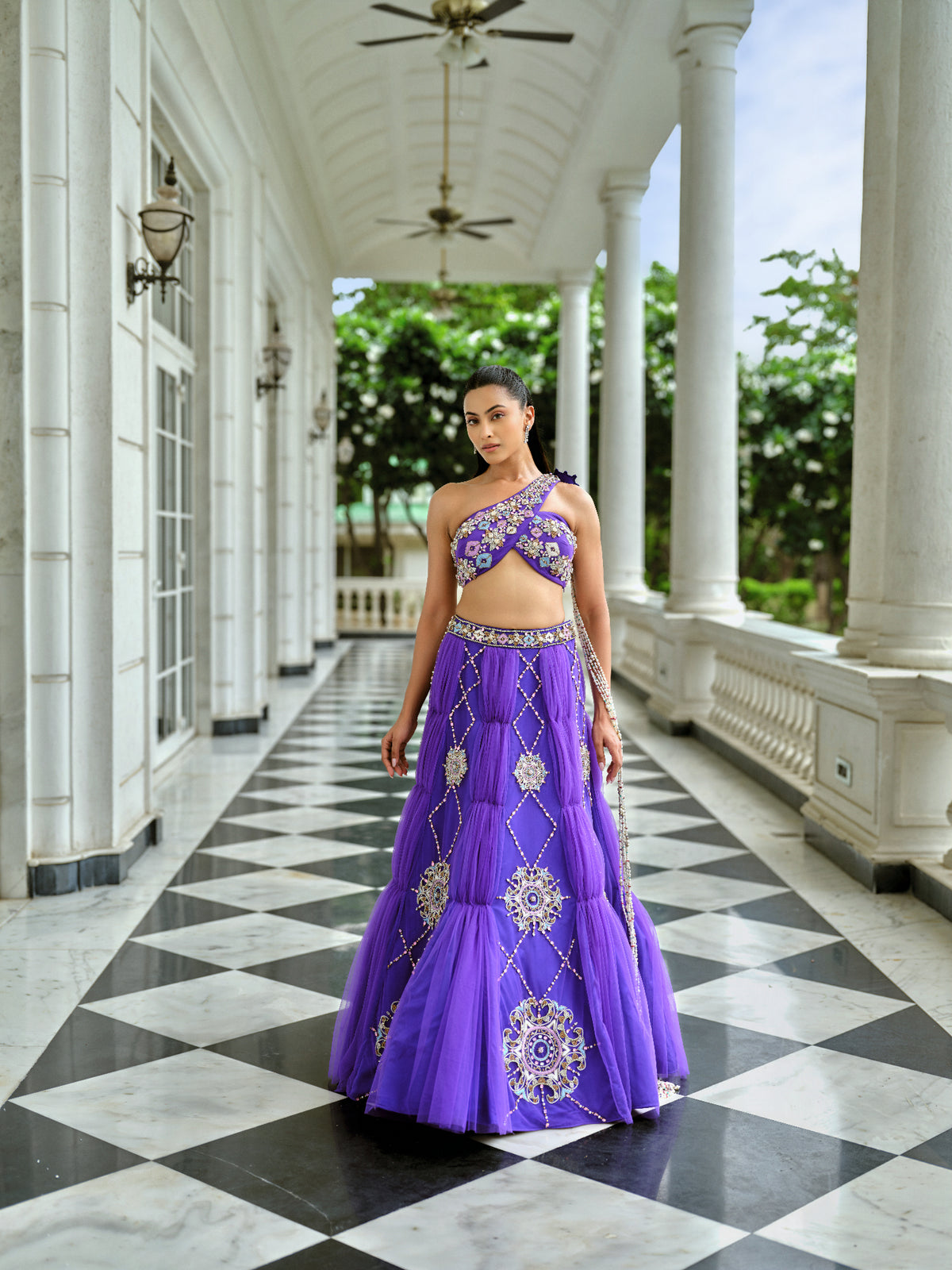 Embellished purple lehenga