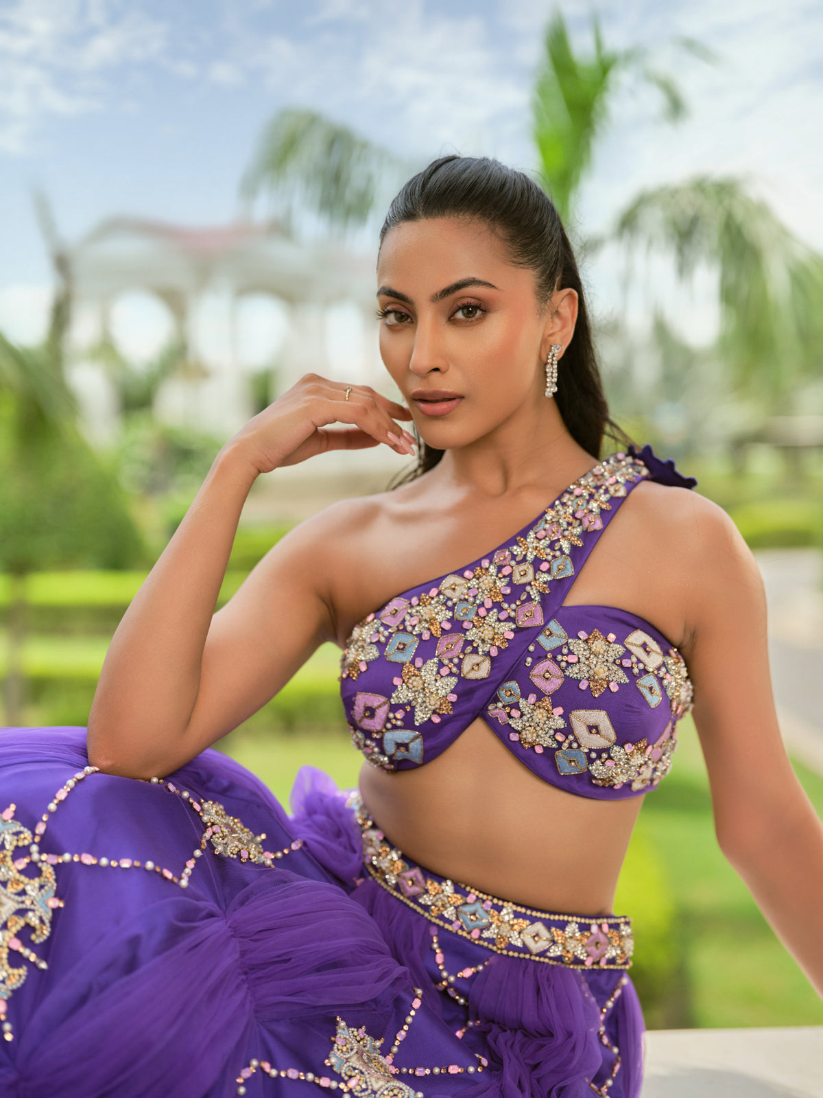 Embellished purple lehenga