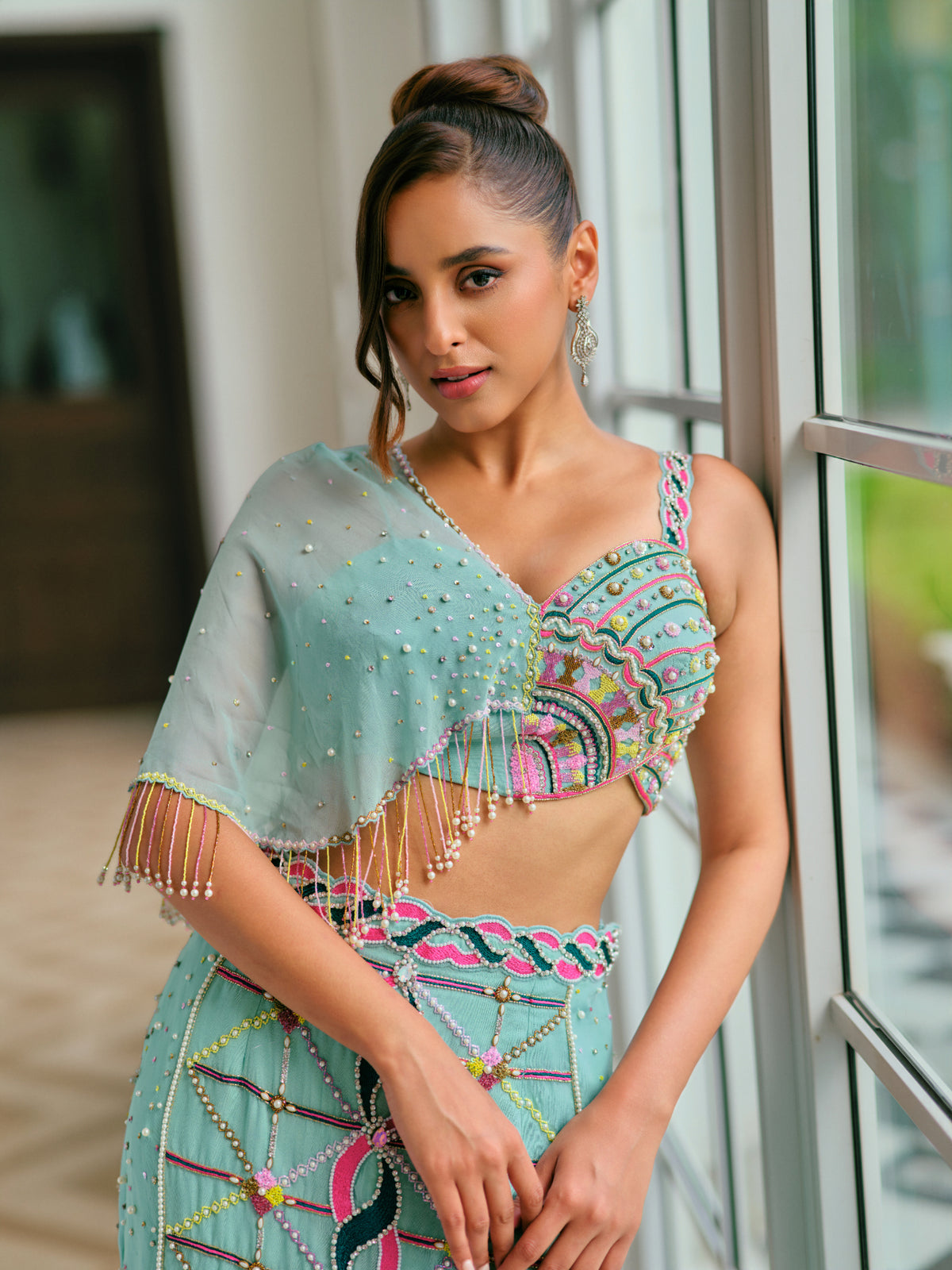 Embroidered Skirt and Blouse Set