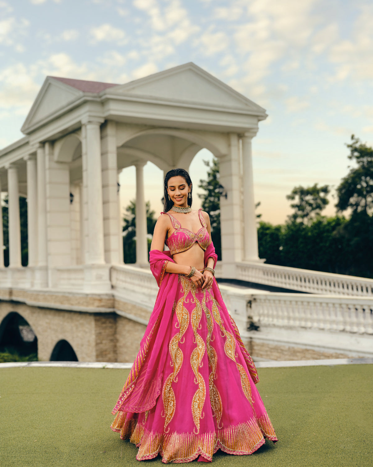 Organza Embroidered Bridal Lehenga Set