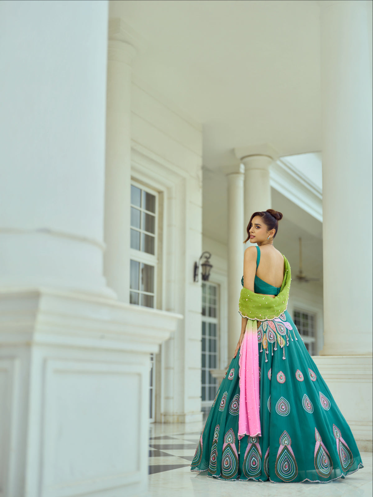 Emerald peacock Lehenga set