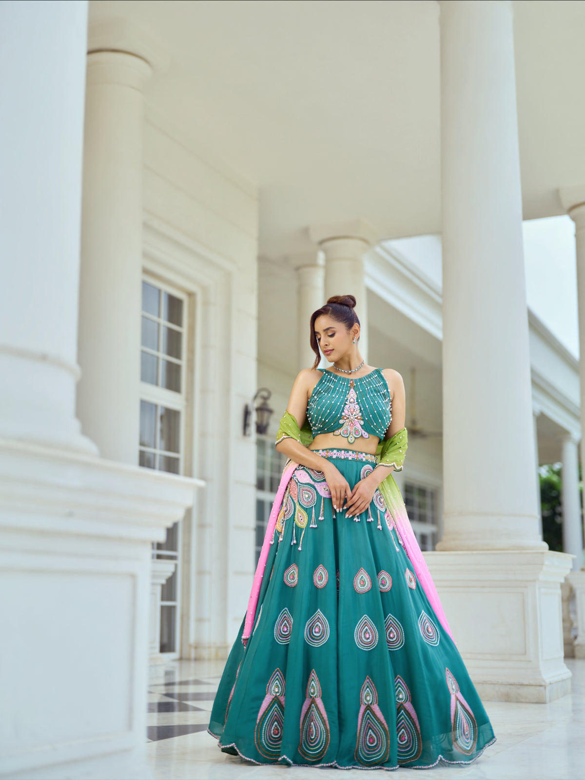 Emerald peacock Lehenga set
