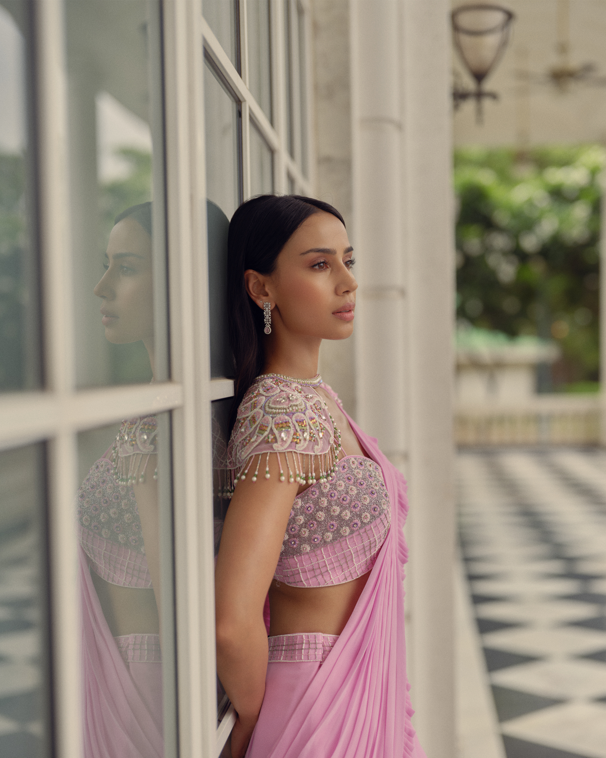 Blush Pink Pre-draped Saree