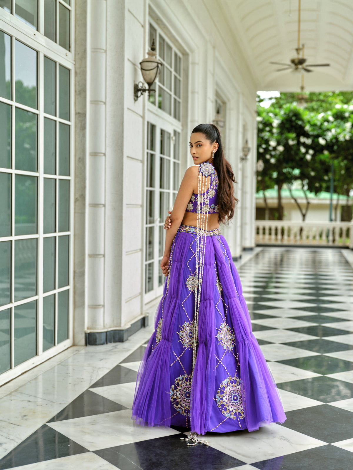 Embellished purple lehenga