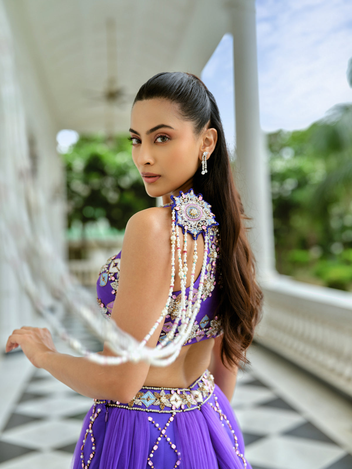 Embellished purple lehenga