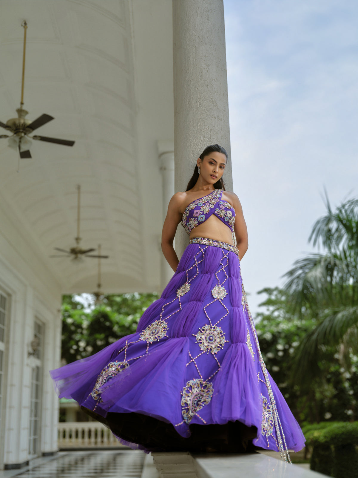 Embellished purple lehenga