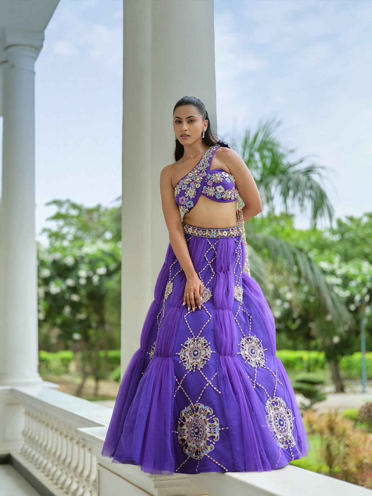 Embellished purple lehenga