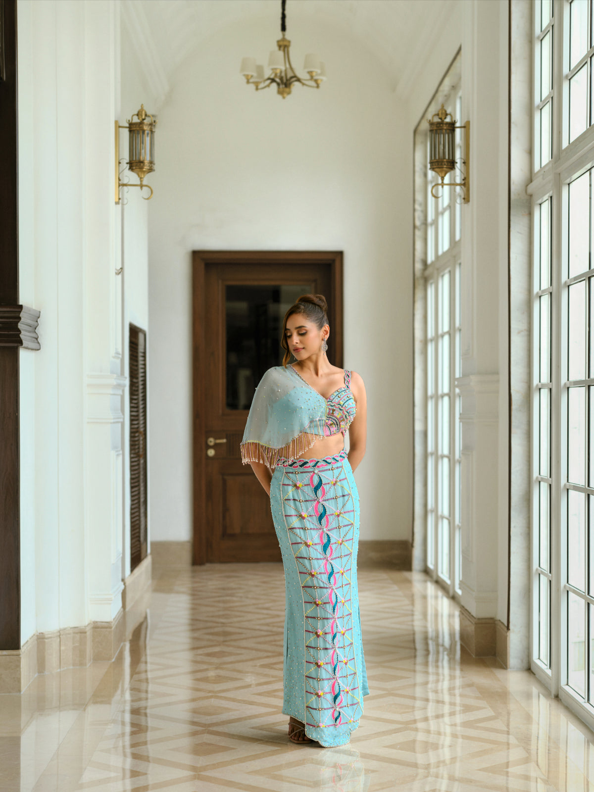 Embroidered Skirt and Blouse Set