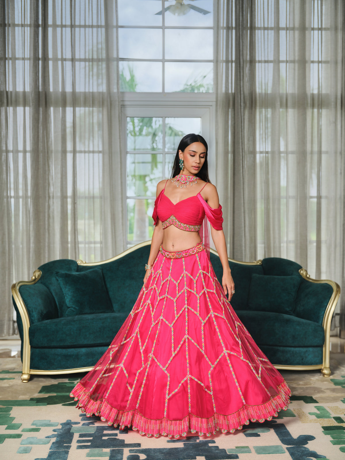 Deep Fuchsia Lehenga set
