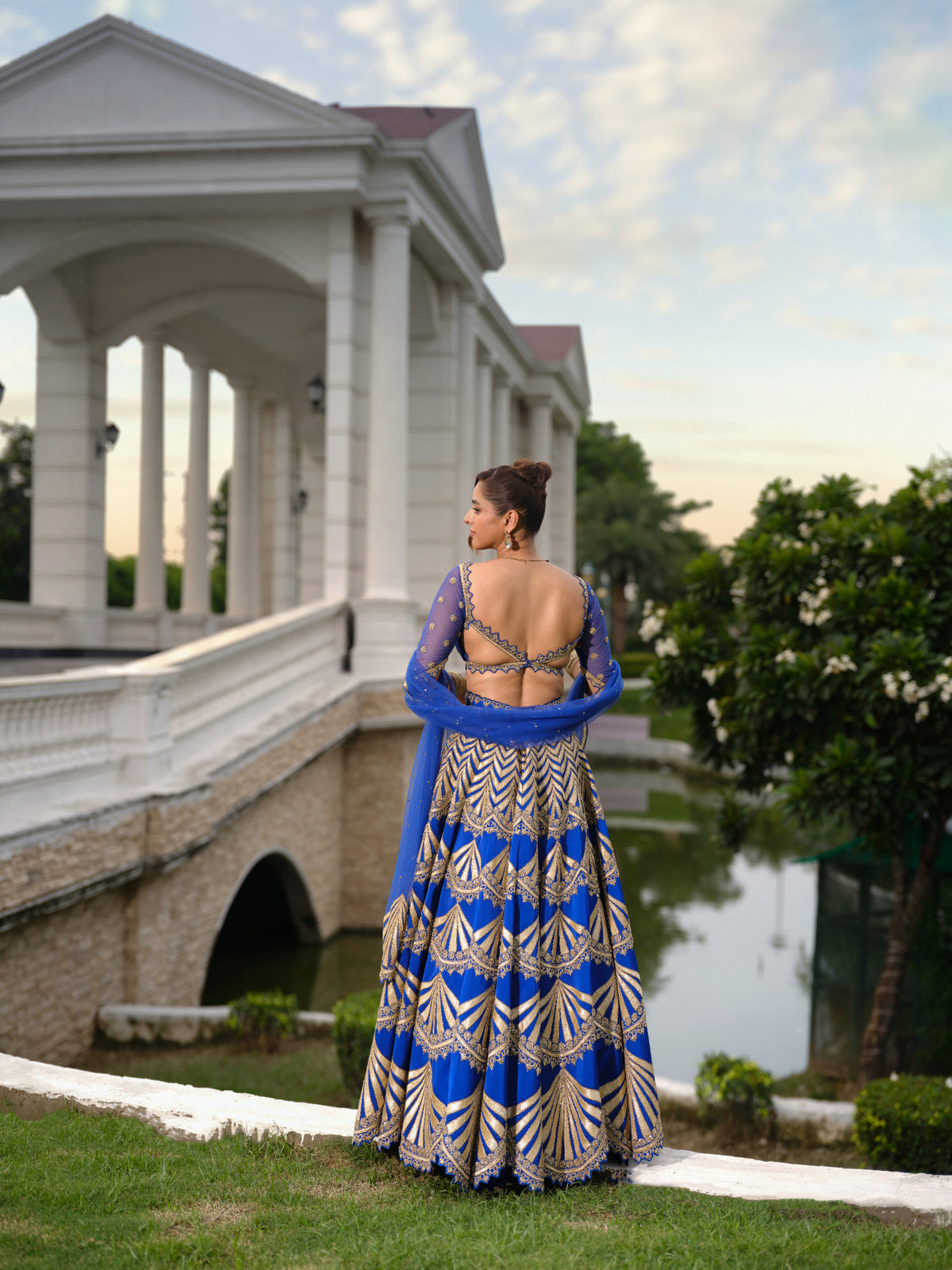Royal Blue Raw Silk Embroidered Lehenga Set