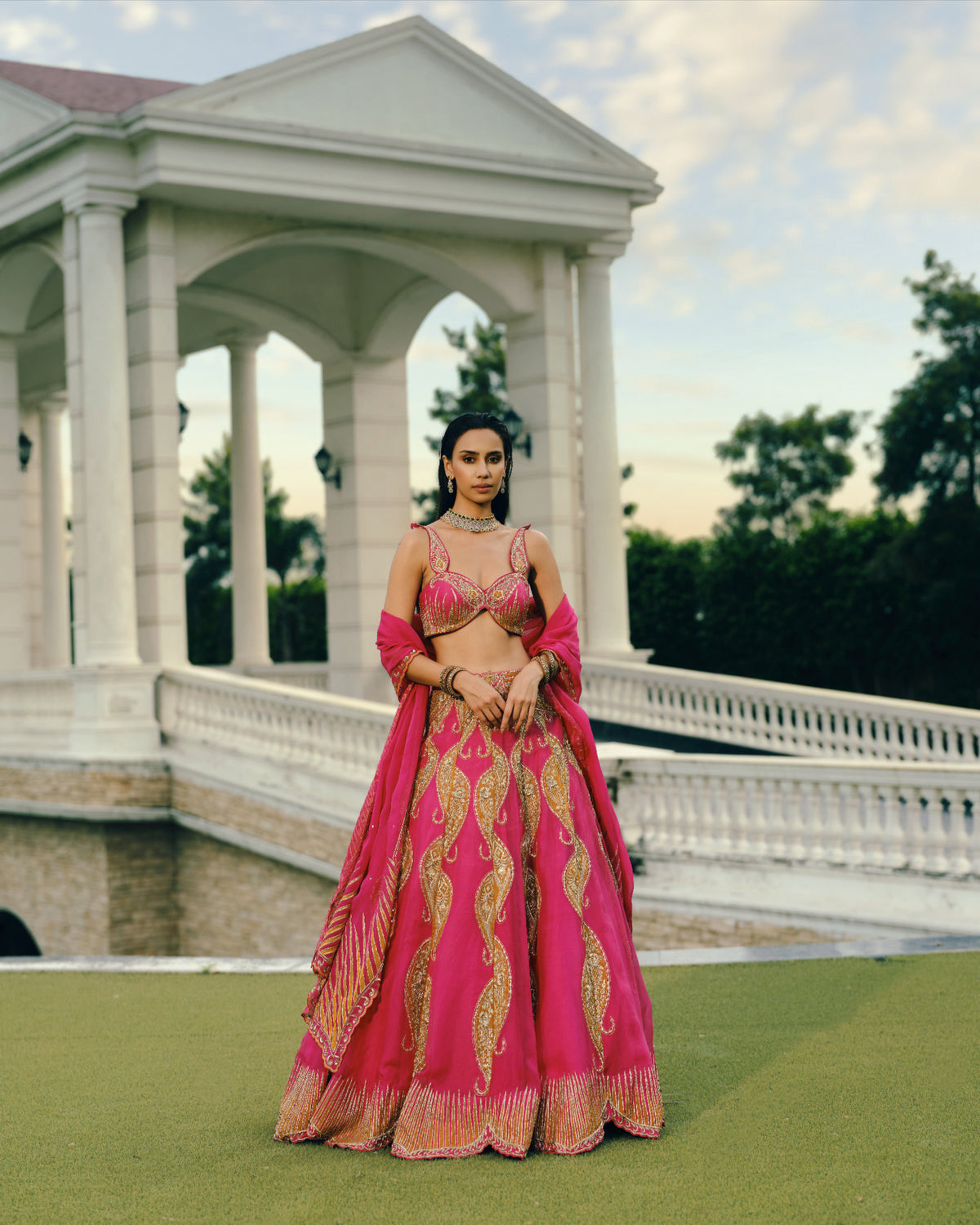 Organza Embroidered Bridal Lehenga Set