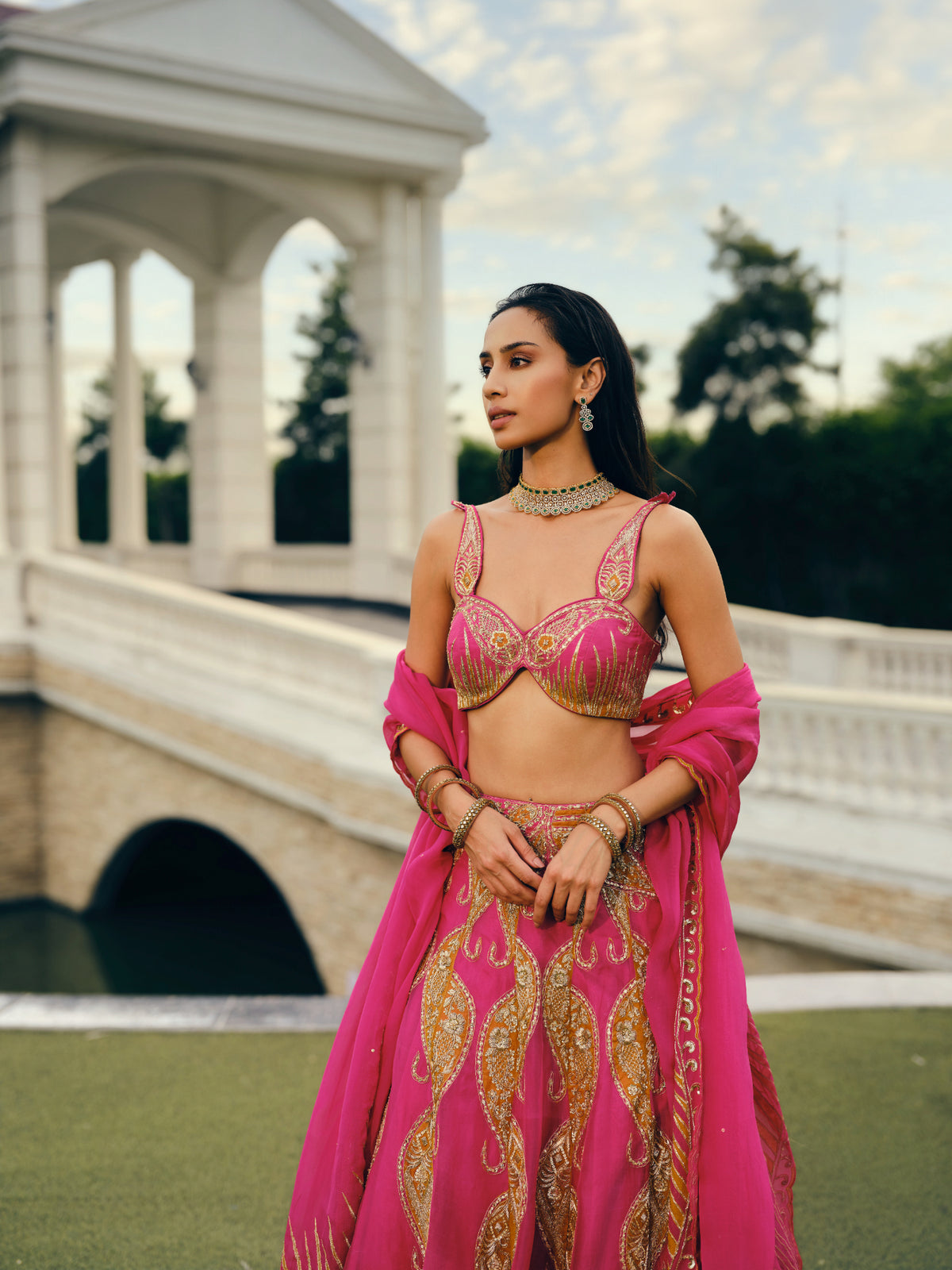 Organza Embroidered Bridal Lehenga Set