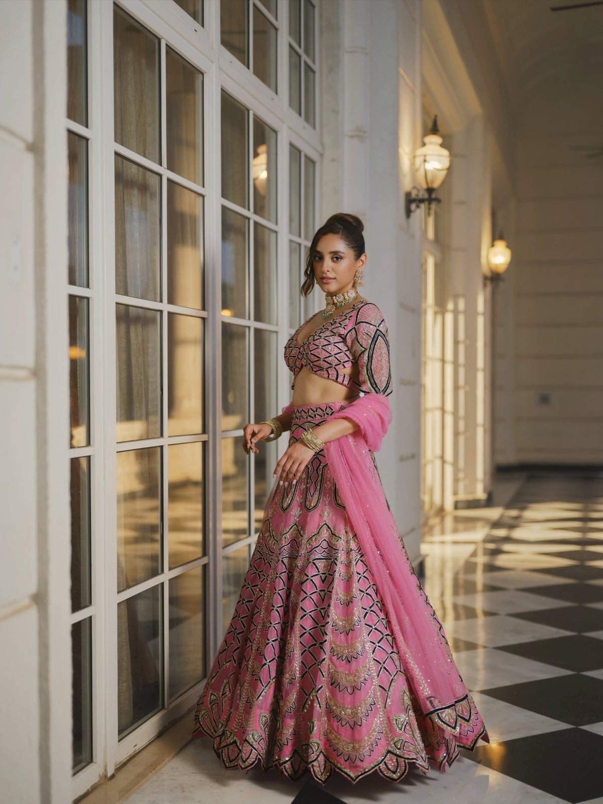 Geometric Embroidered Lehenga Set
