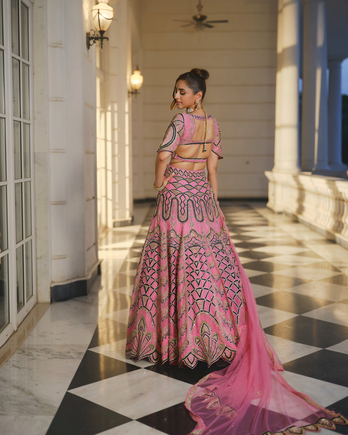 Geometric Embroidered Lehenga Set
